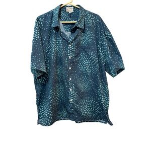 Waiwaolani Onepaa Hawaii Shirt Mens 2X Blue Abstract Rayon Aloha Button Down